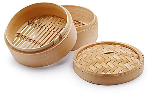 3-teiliger orientalischer Dampfkorb aus Bambus cm25