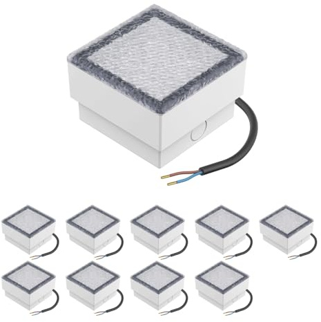 ledscom.de 10x LED Pflasterstein Bodeneinbauleuchte CUS für außen, IP67, eckig, 10 x 10cm, warmweiß