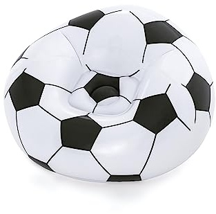 Bestway In & Over Beanless Soccer Ball Chair 114x112x66 cm, Fußball-Luftsessel, 75010-BGLX16XX02, Schwarz/Weiß, 114 X 112 X 71 cm