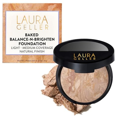 LAURA GELLER NEW YORK Baked Balance-n-Brighten Farbkorrigierendes Puder Makeup, Fair, Aufbaubare, Leichte bis Mittlere Deckkraft, Baking Powder Foundation Make Up mit Semimattem Finish
