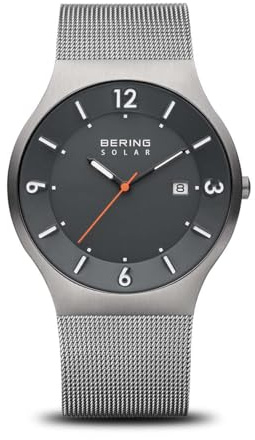 Bering Herren Solar Uhr | Armbanduhr 40 mm Edelstahlgehäuse und Zifferblatt | Milanaisearmband | Saphierglas | 5 ATM | 14440