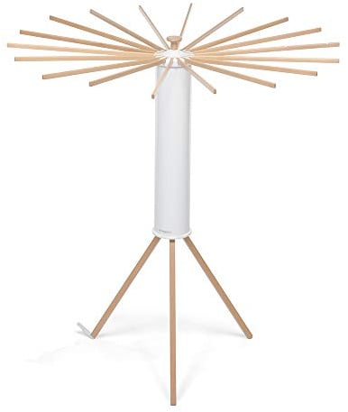 Foppapedretti Octopus Myhome Wäscheständer, Aluminium/PVC/Holz Buche, weiß, 112 x 112 x 121 cm, eine Reggiera natürliche Farbe