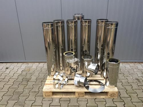 Jeremias Ø 150 mm - 7,1 m Schornstein Paket doppelwandig - Wandmontage