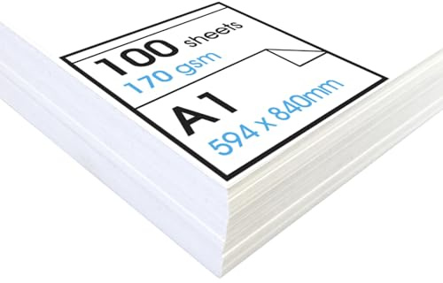 Artway Studio A1 Zeichenpapier, 170g/m², 100 Lose Blätter, Säurefrei | Naturweisses Zeichenpapier, Ideal für Bleistift, Kohle, Pastell und Leichte Lavuren