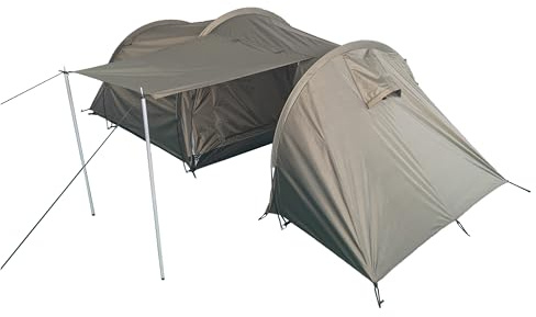 Mil-Tec Zelt Personen mit Stauraum • Campingzelt mit Vordach, Moskitonetz & Fiberglasgestänge • Wasserabweisend• Trekkingzelt leicht & kompakt • Inkl. Transporttasche