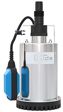 Güde Flachsaugerpumpe GFS 4000 INOX (400 W, 9000 l/h Fördervol., 6,5 m max. Förderh., 5 m max. Eintauchtiefe, 15 mm max. Absaugung, Noryl-Laufrad, Edelstahlpumpengehäuse, Thermoschutz, 10 m Netzkabel)
