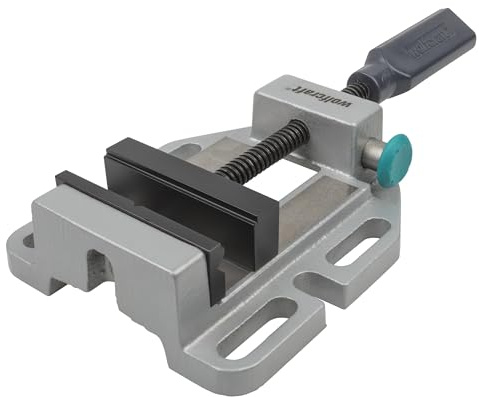 wolfcraft Maschinenschraubstock - 3423000 - mit Schnellverstellung; 200 kg Spannkraft - 80 mm Spannweite - 80 mm Stahlbacke mit horizontalen V-Nuten zum Spannen von Rundmaterial - Stahl-Trapezspindel