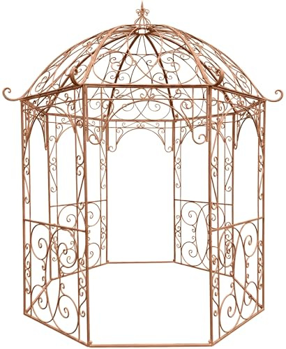 CLP Rosenpavillon aus Eisen Leila, Gartenpavillon im Jugendstil nostalgisch, Rankhilfe pulverbeschichtet für Kletterpflanzen und Rosen, Farbe:antik braun