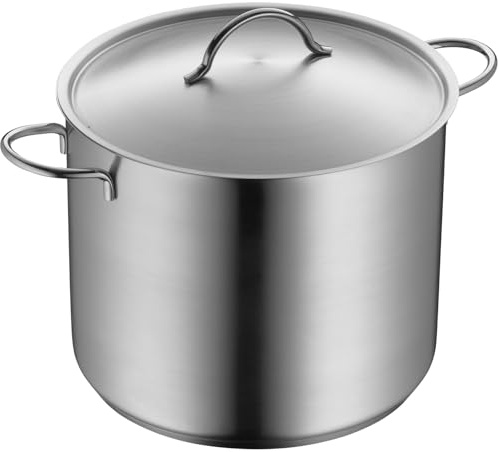 WMF Gemüse- Suppentopf Induktion 28cm, Metalldeckel mit Dampföffnung, Kochtopf groß 14l, Cromargan Edelstahl mattiert, großer Topf unbeschichtet, backofengeeignet