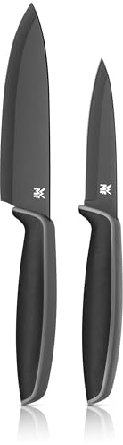 WMF Touch Messerset 2-teilig – scharfes Küchenmesser-Set aus Spezialklingenstahl, antihaftbeschichtet und ergonomisch geformt, mit Schutzhüllen, bestehend aus Kochmesser und Gemüsemesser, schwarz