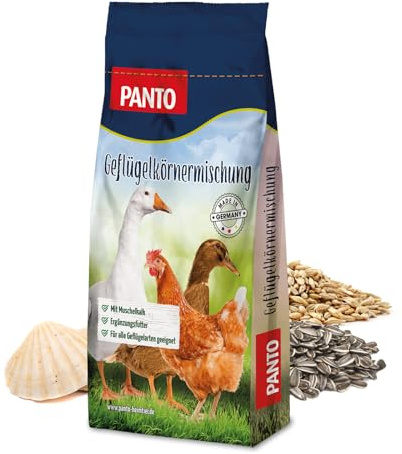 PANTO Geflügelkörnermischung GKM 25 kg – Hühnerfutter mit Muschelkalk | Körnermischung mit Muschelkalk – Ergänzungsfutter für Hühner, Enten, Gänse & weitere Geflügelarten