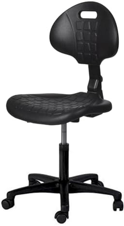 Topsit IND101 Arbeitsstuhl aus Polyurethan, ergonomischer Bürohocker, Werkstattstuhl, höhenverstellbar und mit Verstellbarer Rückenlehne, leicht zu reinigen, Stabiler Stuhl mit Rollen.