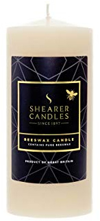 Shearer Candles Kleine Kirchenkerze aus Bienenwachs, elfenbeinfarben