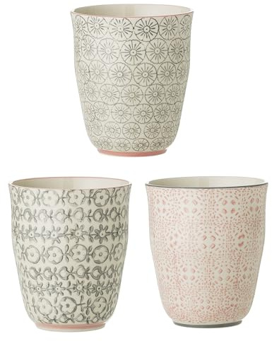 Bloomingville Becher Cécile, rosa grau, Keramik, 3er Set, 8,5cm