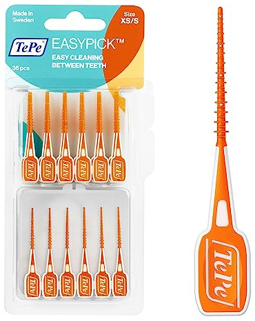TePe EasyPick Dental Picks, Orange, ISO XS-S, 36 Stk., effiziente Reinigung der Zahnzwischenräume, langlebiger Dental Pick für kleine Zahnlücken