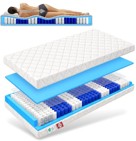Matratzen Perfekt Köln 7-Zonen Taschenfederkernmatratze 90x200 cm H5 | 20 cm hohe, punktelastische Liegefläche für Seiten-, Rücken- und Bauchschläfer. Atmungsaktiv und belastbar bis 140 kg