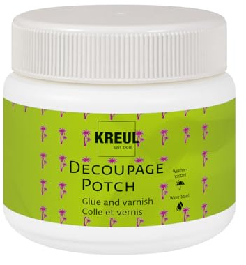 KREUL 48251 - Art Potch Decoupage Kleber und Lack seidenmatt, 150 ml, auf Wasserbasis, trocknet schnell und transparent