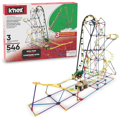 MINT-Forschung Achterbahn-Baukasten, K'NEX Bildung, Basic Fun, 77078, MINT-Lernset mit 546 Teilen, Lernspielzeug für Kinder, Konstruktionsspielzeug für Jungen und Mädchen Ab 8 Jahren