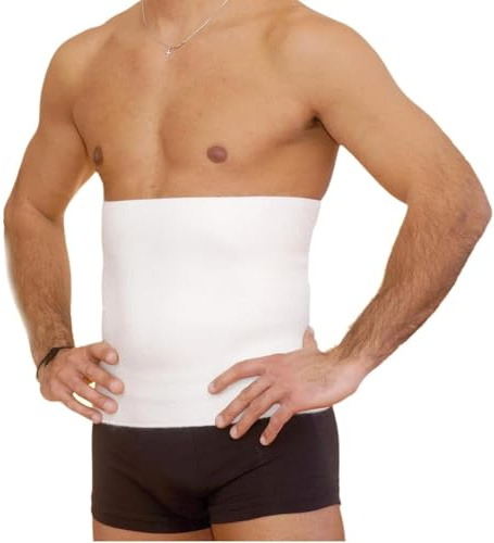 BODYPERFECT Nierenwärmer Herren und Damen, Wärmegürtel, Rückenwärmer Herren Nierengurt, Nierenschutz, Thermo Gurt, Leibwärmer aus Wolle (Weiß, 3XL