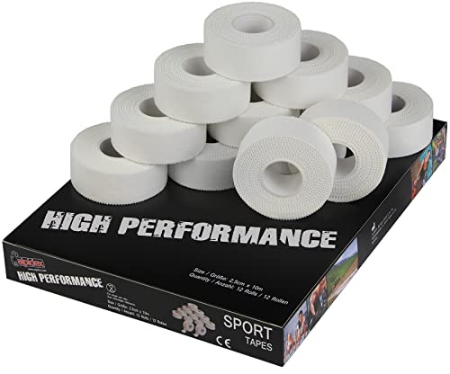 ALPIDEX 12 Rollen Sport Tape Set Fingertape 2,5 cm x 10 m Klettertape Tapeverband Weiß Unelastisch Gelenk Sporttape