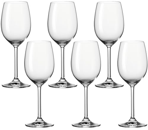 Leonardo Daily Weißwein-Gläser 6er Set, Kelch mit Stiel, spülmaschinenfeste Wein-Gläser, Höhe 22 cm, 370 ml, 063315