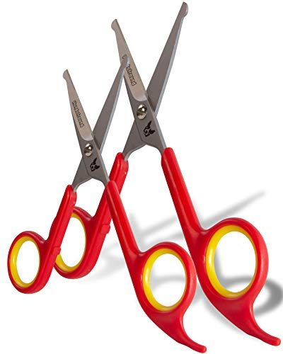 Hundefreund Hundeschere - Set mit 2 Scheren zur Fellpflege für Hunde - Fellscheren zur Hundepflege aus Edelstahl mit abgerundeter Spitze - Ideal zur Pfotenpflege und zum Haare schneiden