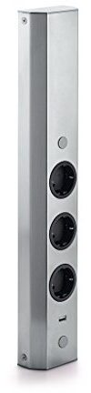 THEBO ST 3061/3 USB Energiesäule 3-fach aus Edelstahl mit USB-Charger