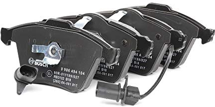 Bosch BP1014 - Auto Bremsbeläge vorne - Bosch-Qualität - für leises Bremsen mit wenig Staub - ECE-R90 zertifiziert - kupferfrei - 1 Set mit 4 Bremsbelägen - Mit Zubehör