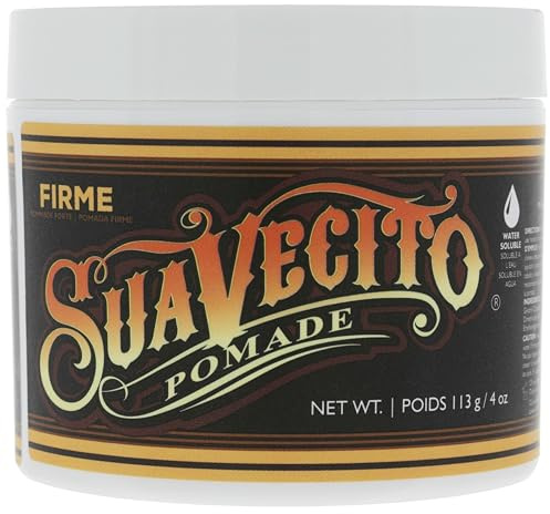 Suavecito Pomade Firme (stark) Fassungsvermögen 113 ml, 1 Packung – starker Halt Haarpomade für Männer – mittlerer Glanz auf Wasserbasis Wachs wie Flockenfreies Haargel – einfach auszuwaschen