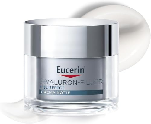 Eucerin Hyaluron-Filler + 3x Effect Nachtpflege 50 ml, straffende Gesichtscreme regeneriert die Haut über Nacht und mildert Falten, feuchtigkeitsspendende Anti Aging Creme mit Hyaluronsäure