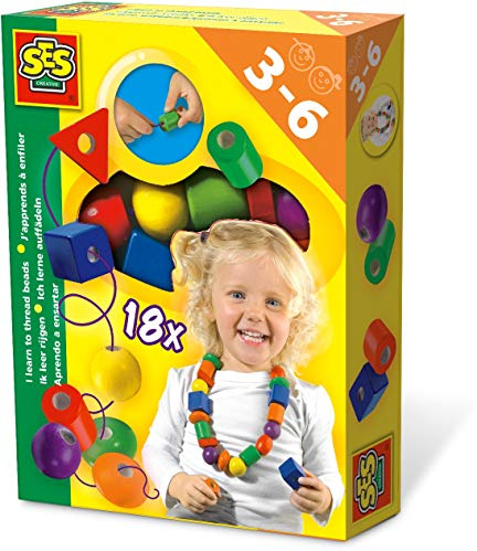 SES Creative 14808 Ich lerne auffädeln - Motorikspielzeug ab 3 Jahren für Jungen und Mädchen