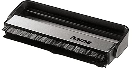 Hama Carbon-Faserbürste für Langspielplatten (antistatisch Schallplatten reinigen, Vinylbürste), schwarz/Silber