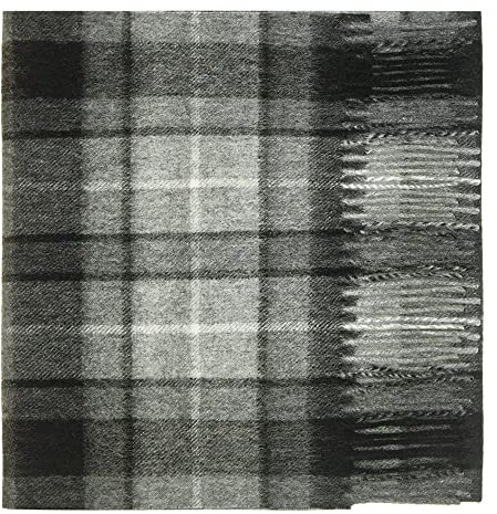 Oxfords Cashmere Reine Schurwolle Luxury Tartan Schal, Grey Buchanan