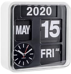 Karlsson Wanduhr Mini Flip - Weiß/Schwarz - 24x24x10cm | Quadrat - skandinavisch - Kunststoff - Wanduhr Modern Wohnzimmer - Wanduhren