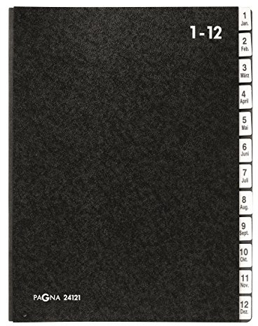 Pagna Pultordner Classic (Pultmappe, 12 Fächer , 1-12/Jan-Dez) schwarz, A - Z