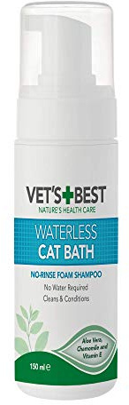 Vets Best BestBest natürliche wasserlose Katzenbad | Kein Spülen Wasserloses Trockenshampoo für Katzen, 150ml, 80111-6p, 0.2