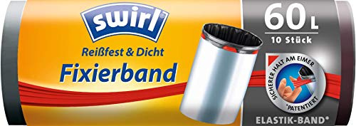 Swirl Fixierband-Müllbeutel, 60 Liter, 1 Rolle mit 10 Beuteln, Anthrazit