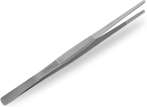 Küchenpinzette, Grillpinzette, Kochpinzette, Pinzette Edelstahl Gerade (25,0 cm) Silber