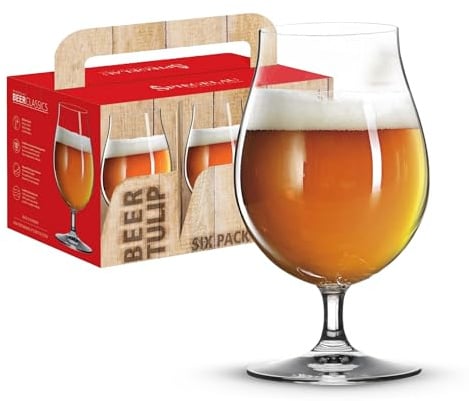 Spiegelau 6-teiliges Biergläser Set, 475 ml, Beer Classics, 4991884, Biertulpen Gläser aus Kristallglas, spülmaschinenfest