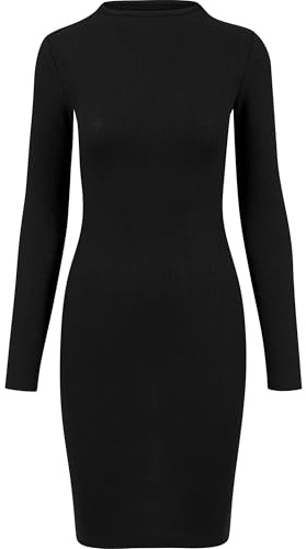 Urban Classics Damen Kleid, Figurbetont, Schwarz 7, S