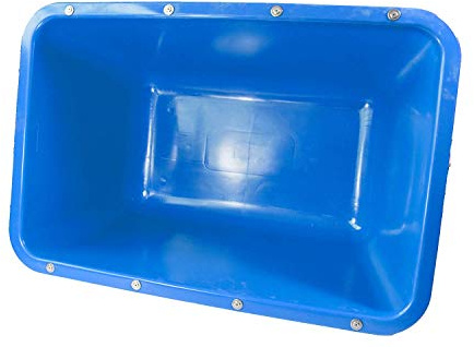 UvV 200 Liter Mörtelkübel BLAU, Mörtelwanne, Blumenkübel, Wasserbehälter, Futtertrog, Wildwanne, Futterwanne mit 2 Stahlschienen zur seitlichen Verstärkung (Sperrgutversand)