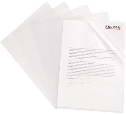 Falken 100er Pack Klarsichthüllen Economy DIN A4 transparent genarbt farblos oben und seitlich offen Kunststoff Aktenhülle Plastikhülle Klarsichthülle für Büro und die mobile Organisation