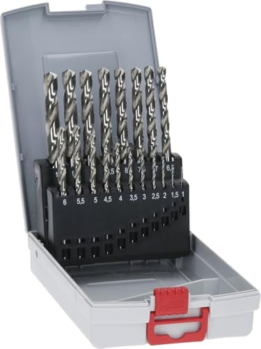 Bosch 19x PRO Metal HSS-G Spiralbohrer Set, 19-tlg. | für Nichteisenmetalle, Stahl, Ø 1-10,00 mm, Professional Zubehör Bohrmaschine/Schrauber