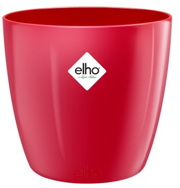 elho Brussels Diamond Rund 25 - Blumentopf für Innen - Ø 25.2 x H 23.0 cm - Rot/Lovely Rot