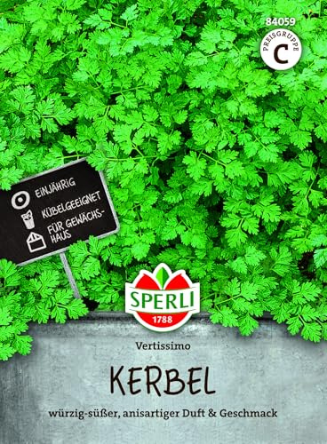 Sperli Kerbelsamen Vertissimo 84059 - Aromatische Kräutersamen für Balkon & Garten, Ideal für Suppen & Salate, Hohe Keimrate, Würzkraut für die französische Küche, Saatgut, Kräuter