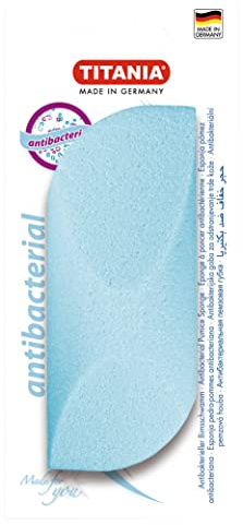TITANIA Bimsschwamm Antibakteriell (abgerundet) • Bimsschwamm für Hand- & Fußpflege • Ergonomisch geformter Hornhautentferner • Bimsschwamm Fußpflege • Made in Germany • Bimsschwamm für Füße und Hände