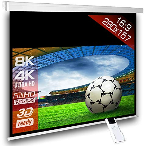 Alphavision SlenderLine Beamer Motorleinwand 274 x 154 cm 16:9 inkl. FB | GESAMTBREITE: 296cm | elektrische Beamer Leinwand Heimkino & Präsentation, Projektionsleinwand Deckenmontage oder Wandmontage