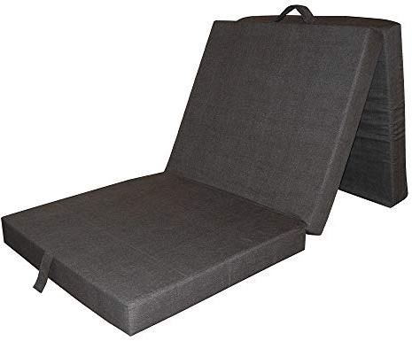 VitaliSpa Faltmatratze, Anthrazit, 190 x 70 cm | klappbar mit Tragegriffen für flexible Nutzungsmöglichkeiten