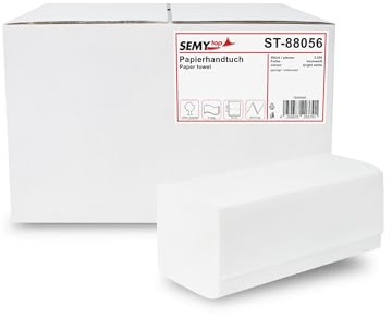 SemyTop Papierhandtuch, ZZ-Falz, 24 x 21 cm, 2-lagig, 3200 Blatt, ST-88056, Weiß