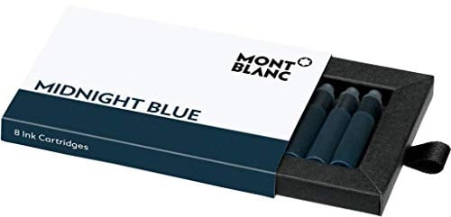 MONTBLANC Tintenpatronen Midnight Blue 105195 – Hochwertige Tinte für Füllfederhalter Mitternachtsblau – 1 Schachtel à 8 Füllerpatronen